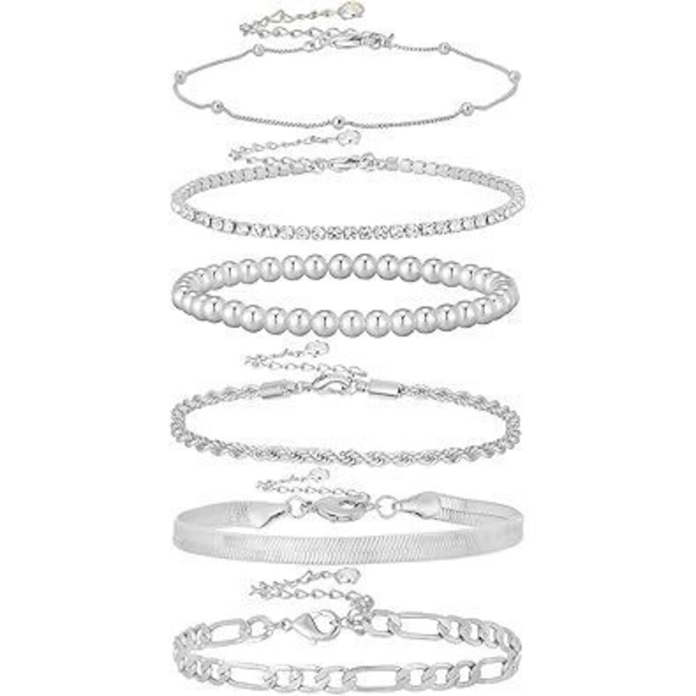 Gold Bracelets For Women 14K Gold Plated Stack Trend Bracelets Charm Paperclip